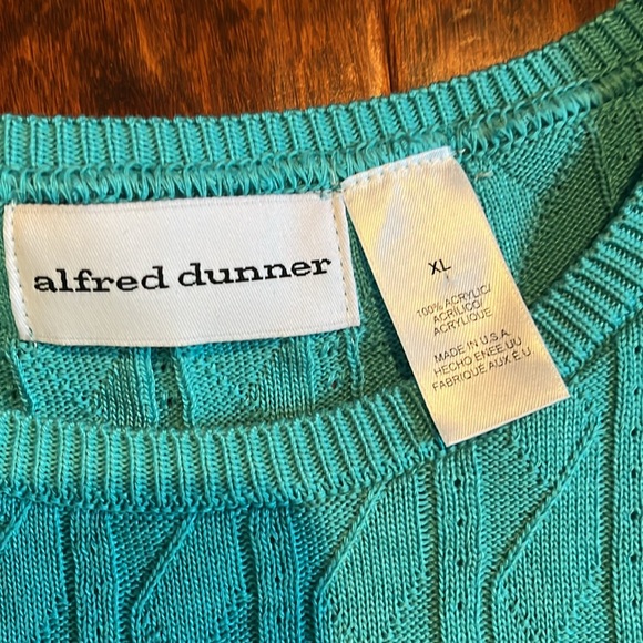 NWT vintage Alfred Dunner acrylic short sleeved teal knit sweater, women’s XL - Picture 2 of 6
